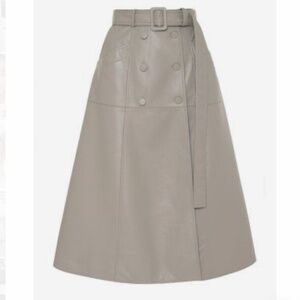 Materiel Tbilisi Beige Belted Faux Leather Midi Skirt in XS/2